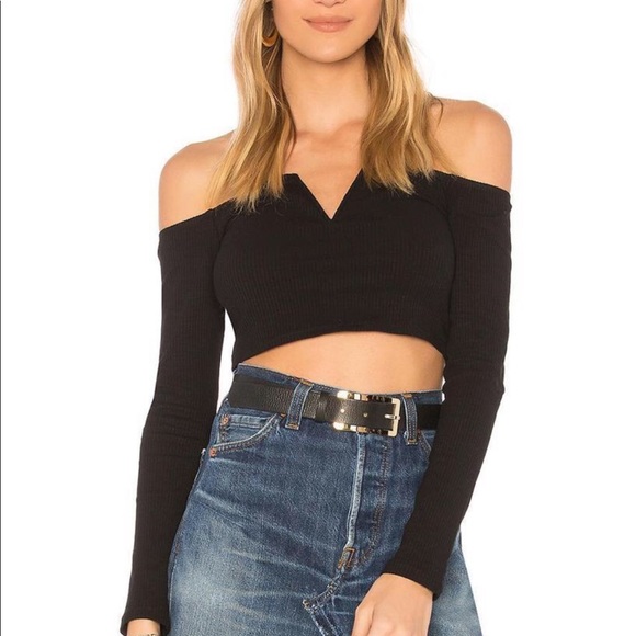 Privacy Please Tops - Privacy please long sleeve crop top in black